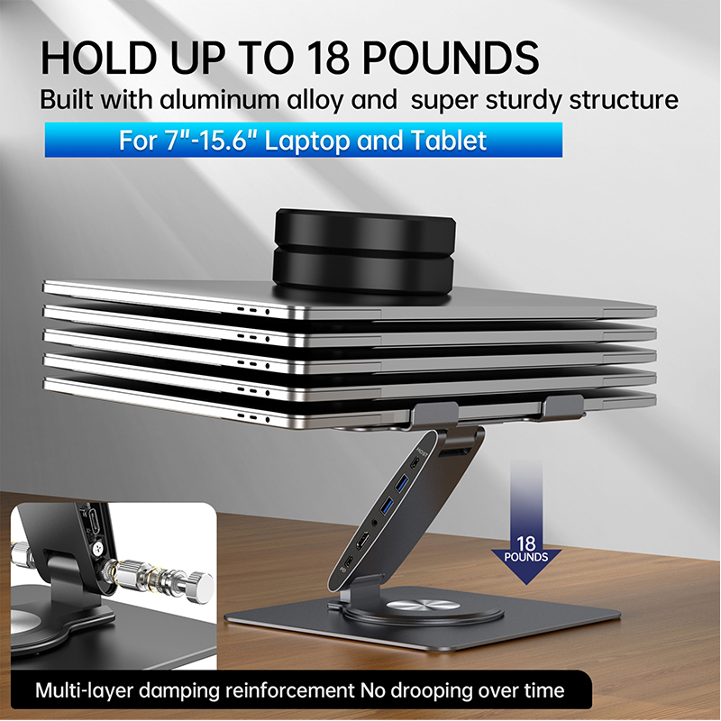 USB-C Laptop Stand with 4K Multitask Docking Station
