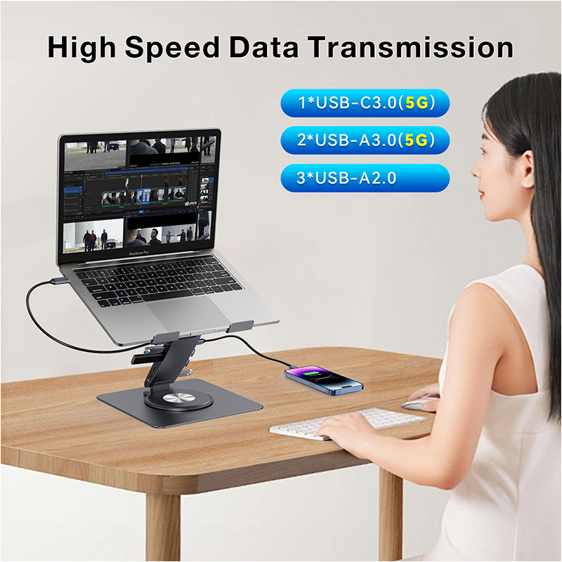 Portable Laptop Stand with Integrated Dock
