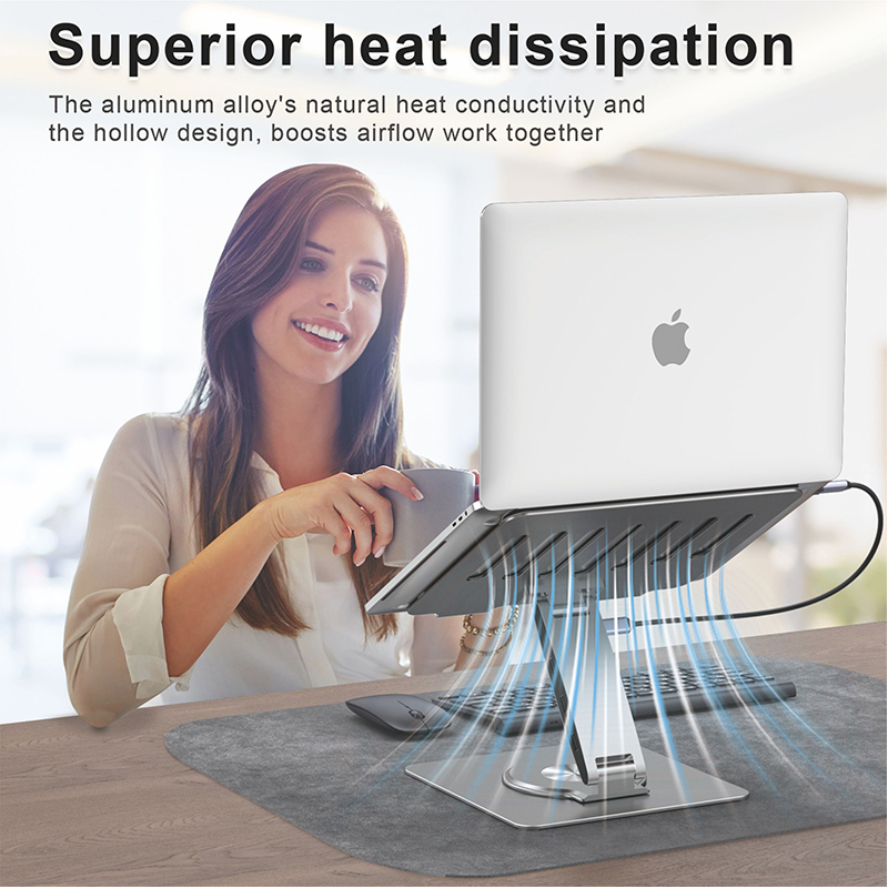 Adjustable Laptop Stand for Desk with 10 in 1 Hub

