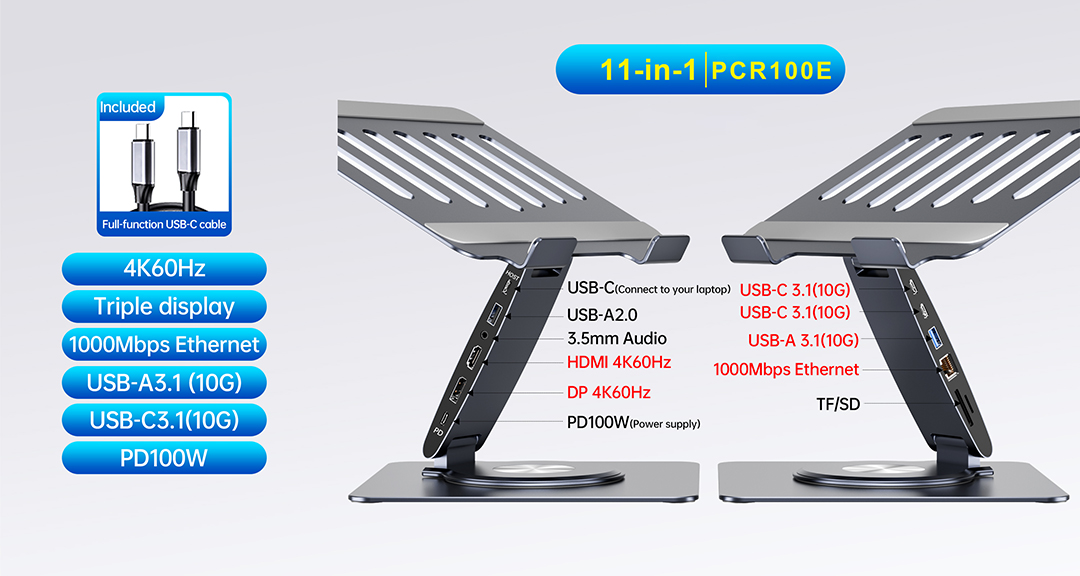 PCR100E triple displays