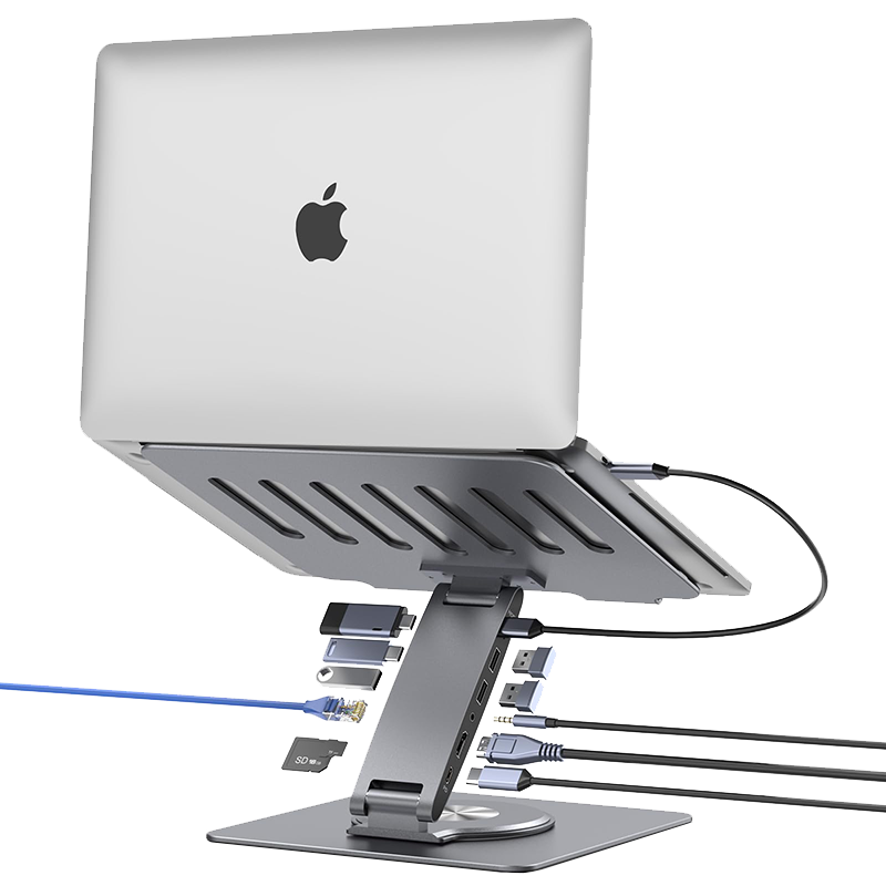 Adjustable Aluminum Ergonomic Portable Laptop Stand Type-C Docking Station