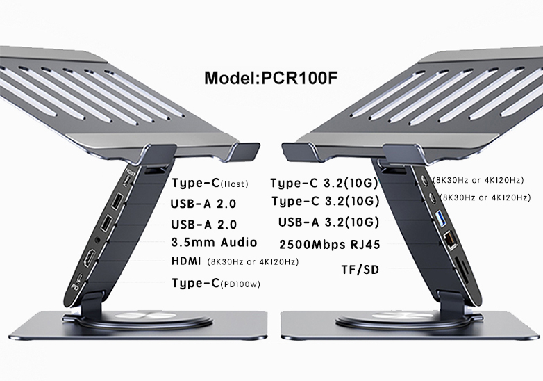 portable 11-in-1 laptop stand with type-C hub integrated