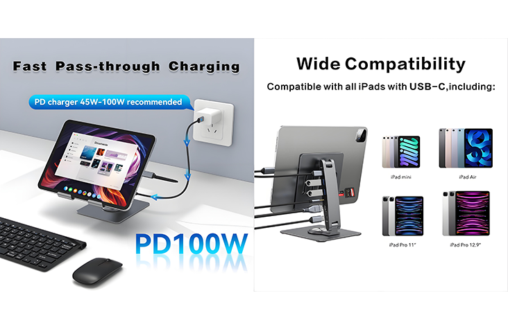 tablet stand with docking station